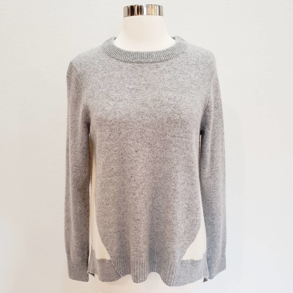 Belle France Cashmere Sweater Gray Crew Neck Large